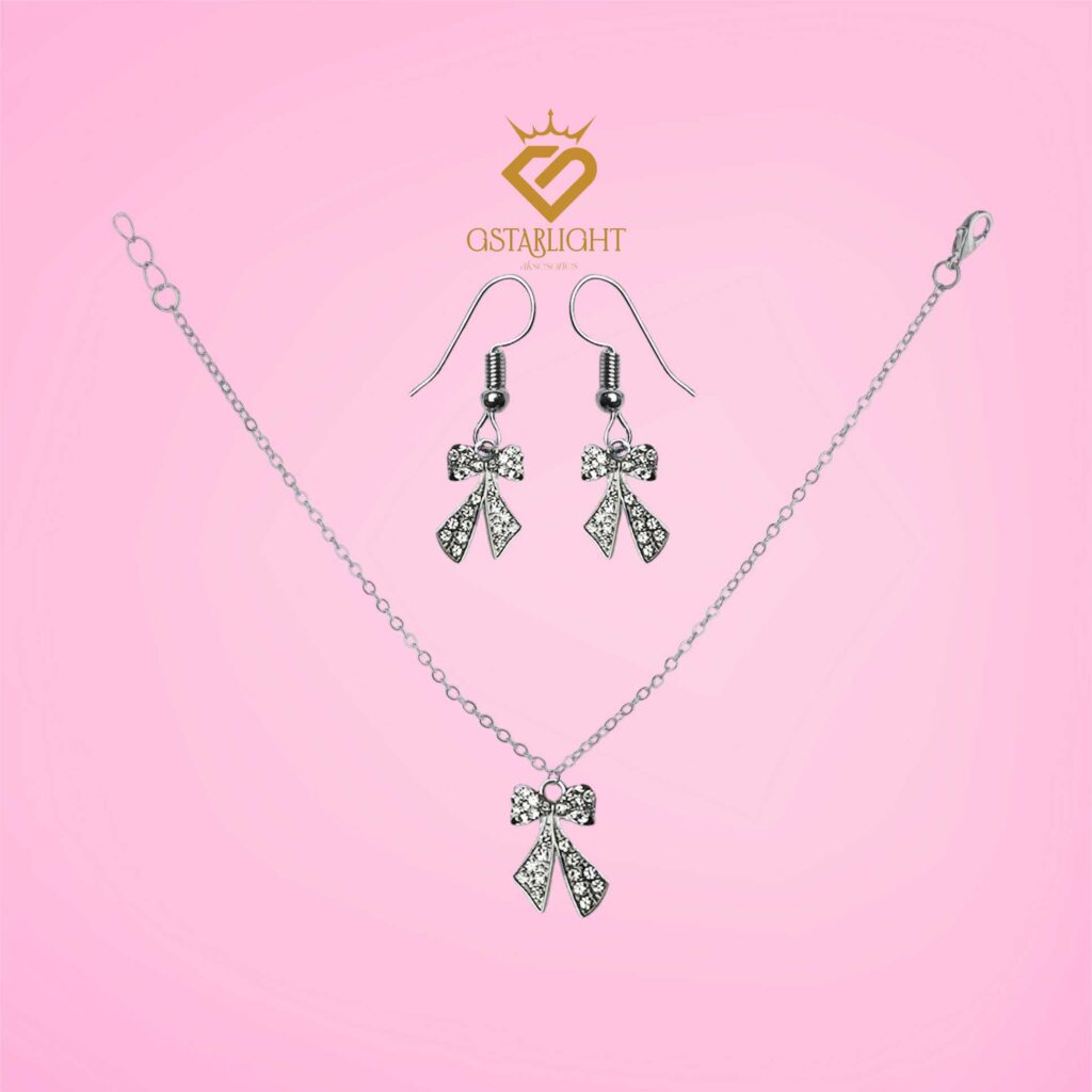 set anting silver ribbon jewelry