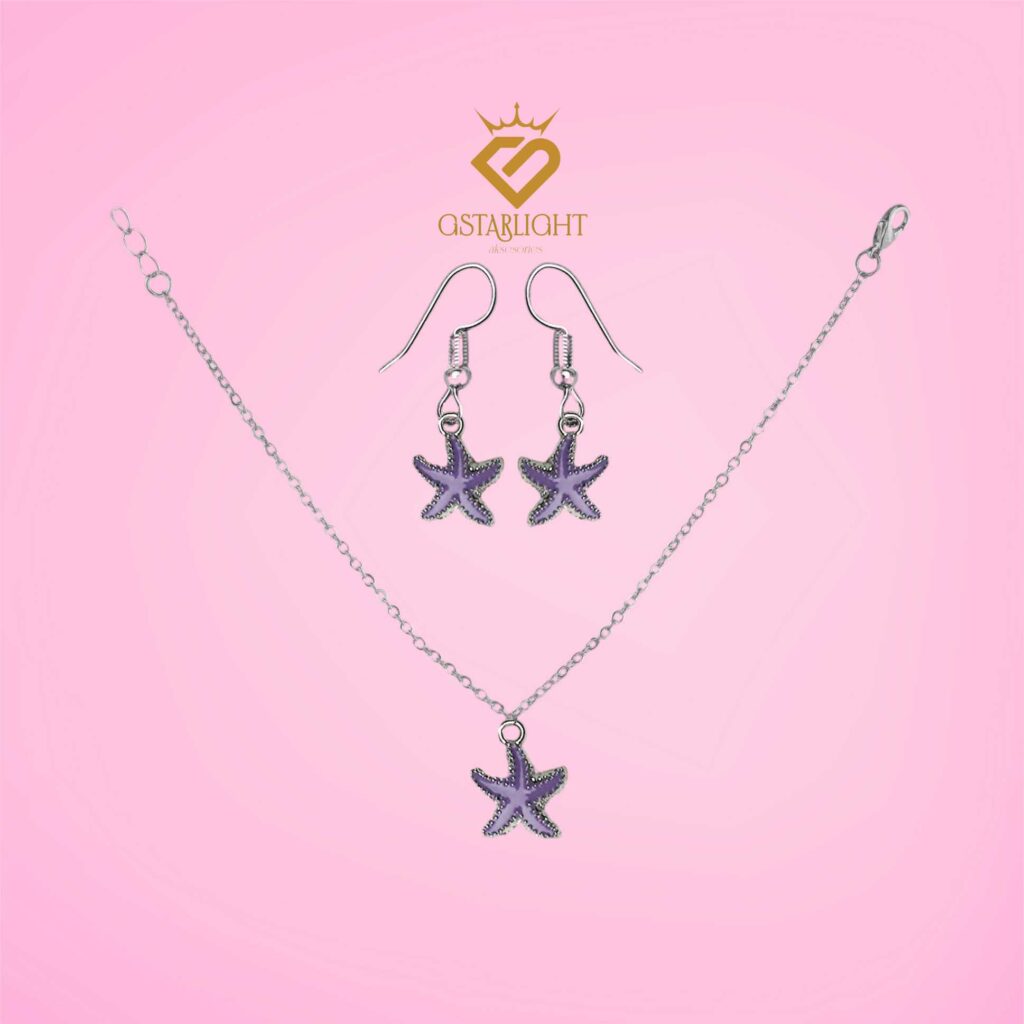 Aksesoris set stars jewelry kalung & anting wanita